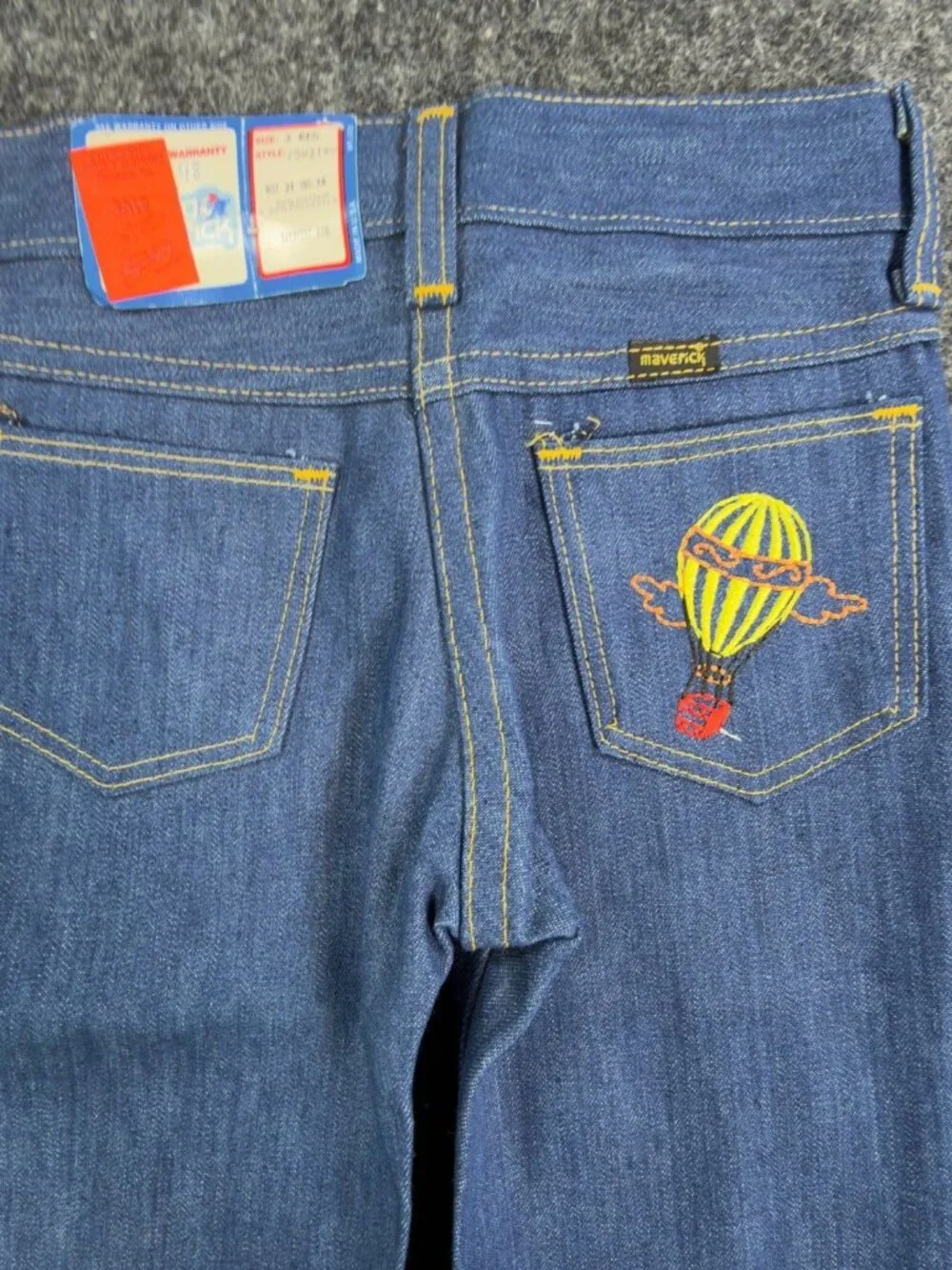 Vintage Maverick Big Rick Kids 3 Reg Jeans Blue Hot Air Balloon USA NWT